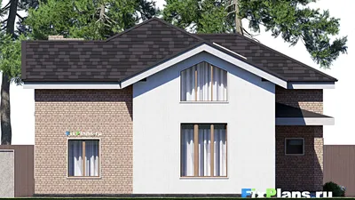 Проект одноэтажного дома 13 на 19, площадью 240 м² с 5 спальнями — фасад 6