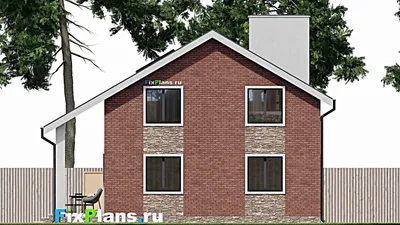 Проект дома с мансардой 9 на 10, площадью 150 м² с террасой, балконом и 3 спальнями (F-1160) — фасад 4
