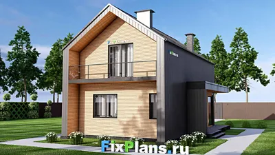 Проект дома с мансардой 9 на 13, площадью 120 м² с 3 спальнями — фасад 2