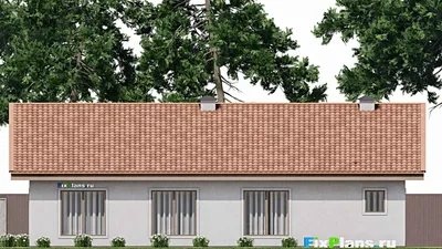 Проект одноэтажного дома 17 на 17, площадью 230 м² с 3 спальнями — фасад 6