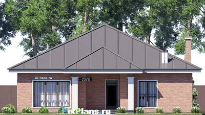 Проект одноэтажного дома 15 на 17, площадью 170 м² с 4 спальнями — фасад 3