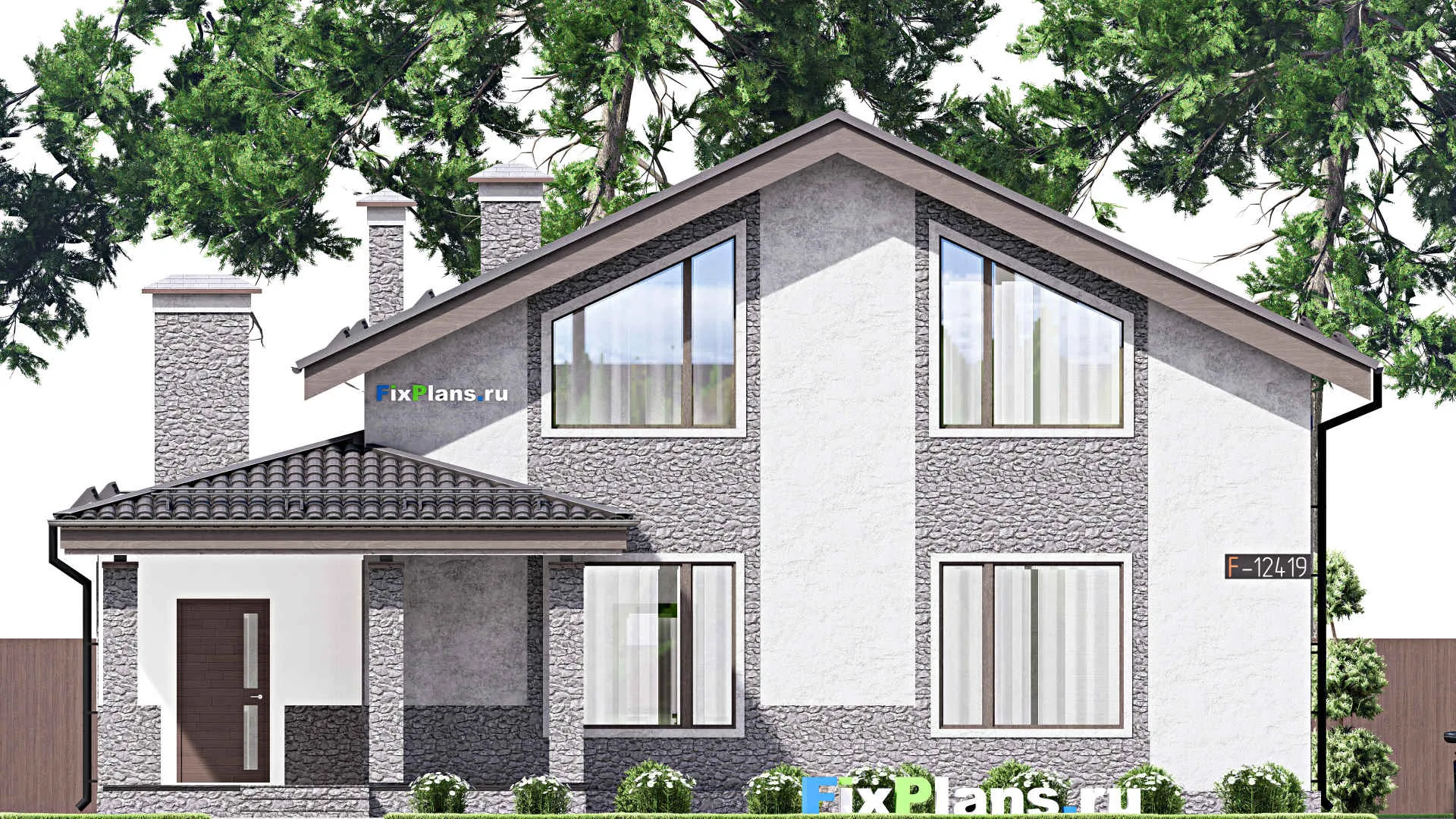 F-12419 - Проект дома с мансардой 14 на 15, площадью 220 м² с 4 спальнями