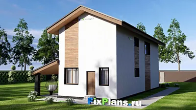 Проект двухэтажного дома 6 на 17, площадью 150 м² с террасой, балконом и 3 спальнями — фасад 2