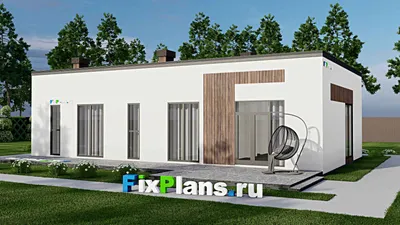 Проект одноэтажного дома 14 на 16, площадью 160 м² с террасой и 2 спальнями — фасад 2