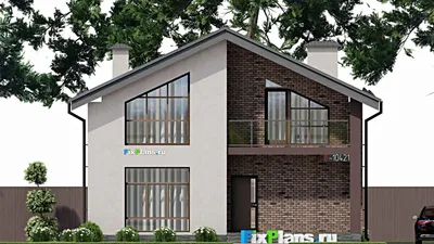 Проект дома с мансардой 11 на 16, площадью 250 м² с 4 спальнями — фасад 3
