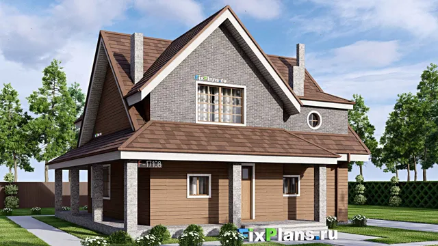 Проект дома с мансардой 13 на 16, площадью 220 м² с террасой и 3 спальнями