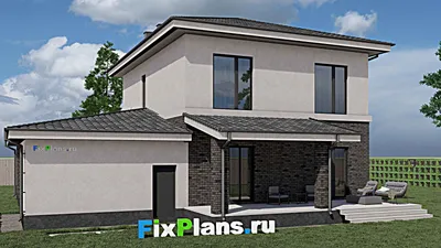 Проект двухэтажного дома 13 на 17, площадью 230 м² с террасой и 5 спальнями — фасад 2