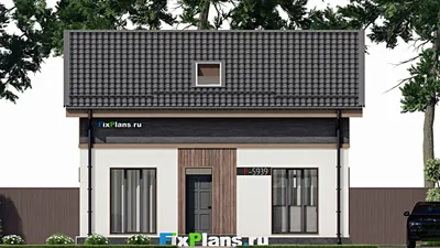 Проект дома с мансардой 9 на 10, площадью 140 м² с террасой и 4 спальнями — фасад 3