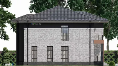 Проект двухэтажного дома 13 на 14, площадью 270 м² с террасой, балконом и 5 спальнями (F-1907) — фасад 5