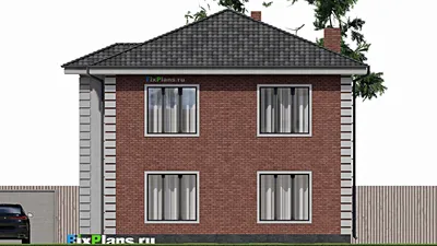 Проект двухэтажного дома 11 на 11, площадью 150 м² с балконом и 4 спальнями — фасад 4