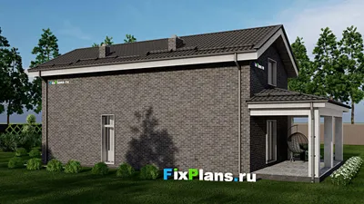 Проект дома с мансардой 9 на 14, площадью 170 м² с террасой и 3 спальнями — фасад 2
