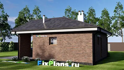 Проект бани 9 на 10, площадью 60 м² с комнатой отдыха и санузлом — фасад 2