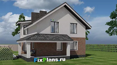 Проект дома с мансардой 11 на 15, площадью 210 м² с террасой и 5 спальнями (F-1592i) — фасад 2