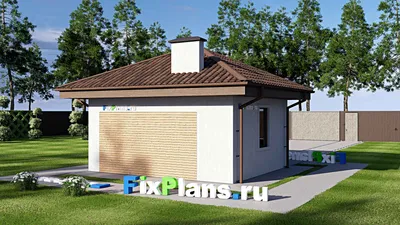 Проект гаража из газобетона 6 на 7, площадью 30 м² — фасад 2