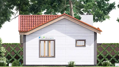 Проект бани 8 на 10, площадью 60 м² с комнатой отдыха — фасад 5