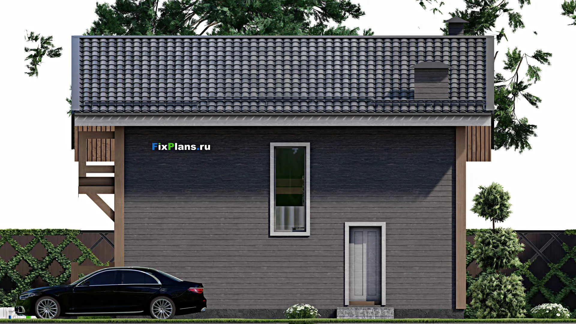 F-10232 - Проект дома с мансардой 11 на 13, площадью 170 м² с террасой, балконом и 4 спальнями