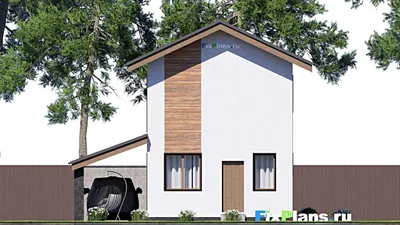 Проект двухэтажного дома 6 на 17, площадью 150 м² с террасой, балконом и 3 спальнями — фасад 6