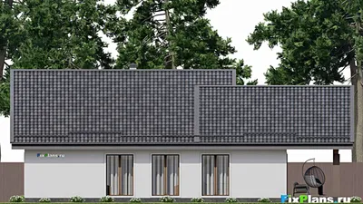Проект одноэтажного дома 15 на 18, площадью 180 м² с террасой, гаражом на 1 машину и 3 спальнями (F-9035) — фасад 6