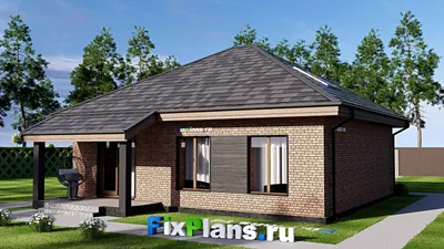 Проект дома с мансардой 12 на 12, площадью 160 м² с террасой и 4 спальнями — фасад 2