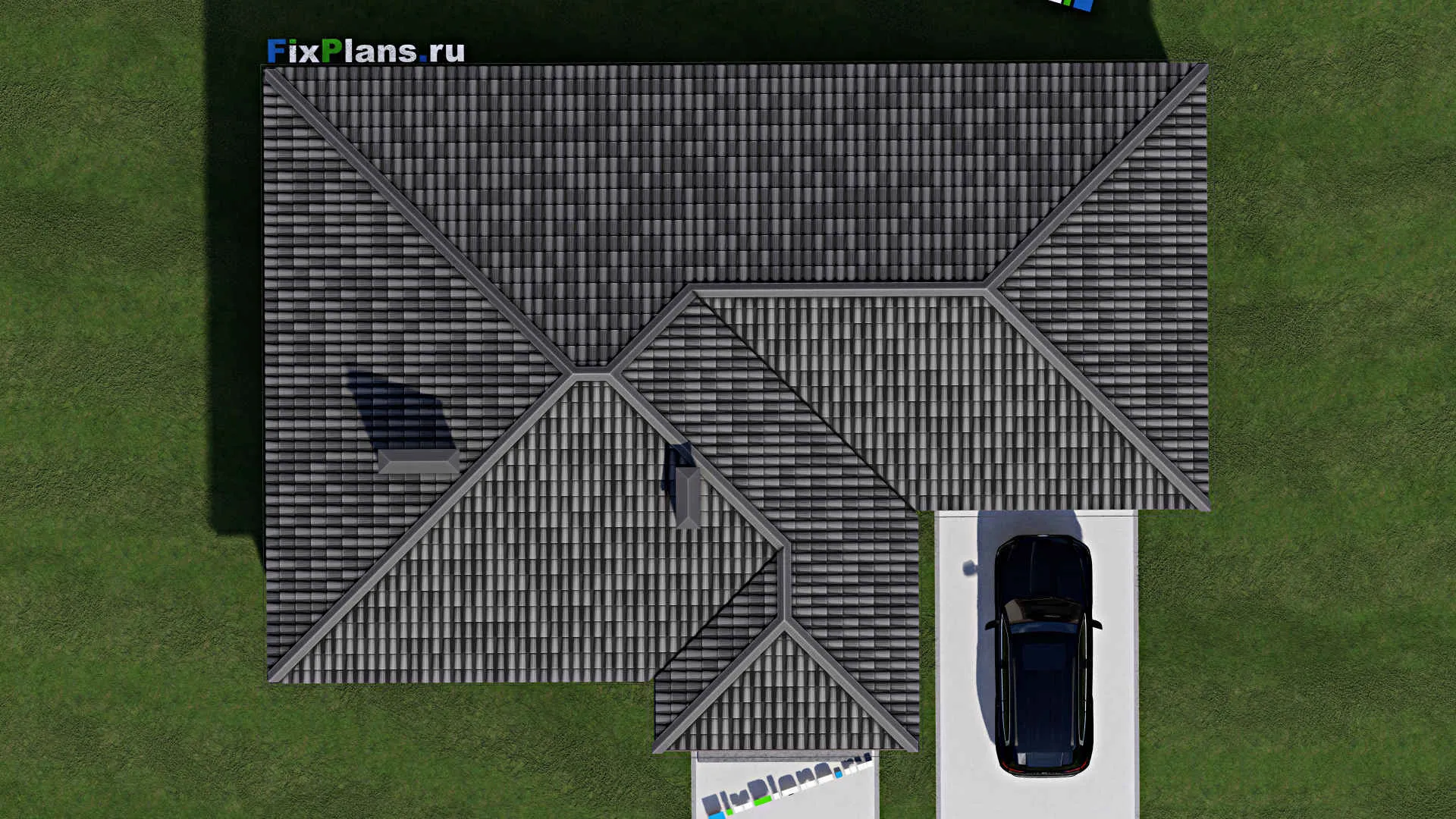 F-1466 - Проект одноэтажного дома 12 на 19, площадью 160 м² с гаражом на 2 машины и 3 спальнями