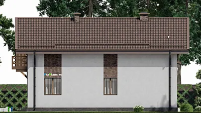 Проект дома с мансардой 13 на 13, площадью 210 м² с террасой, балконом и 3 спальнями — фасад 4