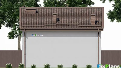 Проект дома с мансардой 12 на 13, площадью 180 м² с террасой, гаражом на 1 машину и 4 спальнями — фасад 6