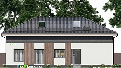 Проект дома с мансардой 10 на 17, площадью 200 м² с 3 спальнями — фасад 6