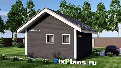Проект бани 7 на 9, площадью 40 м² с комнатой отдыха и санузлом — фасад 2