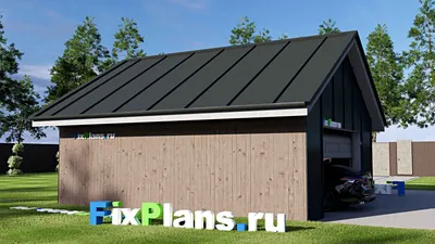 Проект гаража 7 на 8, площадью 50 м² на 2 машиноместа — фасад 2
