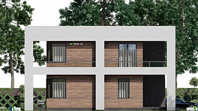 Проект двухэтажного дома 11 на 16, площадью 230 м² с террасой, балконом и 3 спальнями — фасад 4