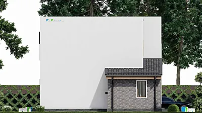 Проект дома с мансардой 11 на 12, площадью 130 м² с террасой, балконом и 3 спальнями — фасад 4