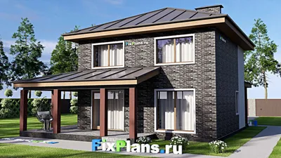 Проект двухэтажного дома 12 на 13, площадью 160 м² с террасой и 4 спальнями — фасад 2