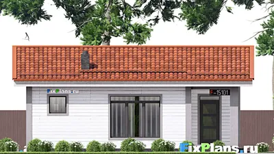 Проект бани 8 на 11, площадью 60 м² с комнатой отдыха и санузлом — фасад 3
