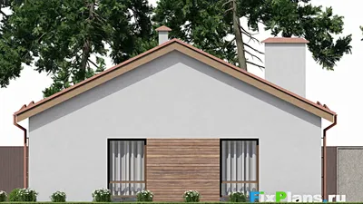 Проект одноэтажного дома 12 на 15, площадью 130 м² с 3 спальнями — фасад 6