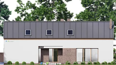 Проект дома с мансардой 11 на 24, площадью 320 м² с террасой, балконом, гаражом на 2 машины и 3 спальнями — фасад 3