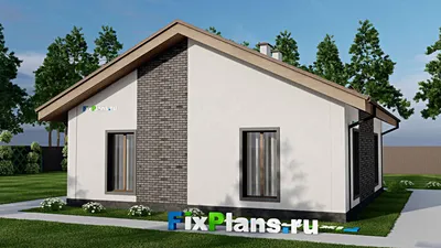 Проект одноэтажного дома 11 на 13, площадью 100 м² с 2 спальнями — фасад 2