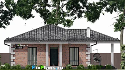 Проект одноэтажного дома 13 на 14, площадью 120 м² с террасой и 3 спальнями (F-8828) — фасад 3