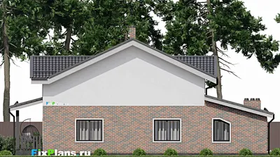 Проект дома с мансардой 10 на 16, площадью 200 м² с террасой, гаражом на 1 машину и 4 спальнями — фасад 6