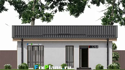 Проект одноэтажного дома 9 на 11, площадью 70 м² с 2 спальнями — фасад 3