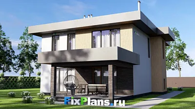 Проект двухэтажного дома 12 на 19, площадью 240 м² с террасой и 3 спальнями — фасад 2
