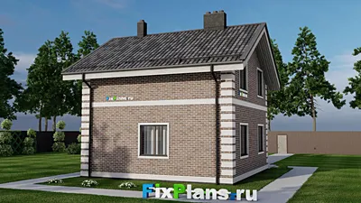 Проект дома с мансардой 8 на 10, площадью 90 м² с 3 спальнями — фасад 2