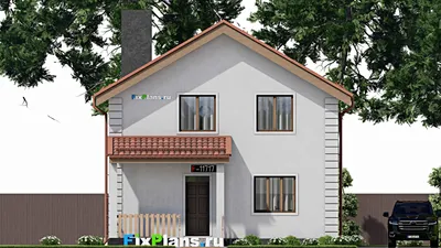 Проект дома с мансардой 9 на 10, площадью 250 м² с балконом и 3 спальнями — фасад 3