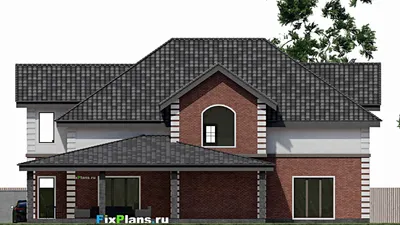 Проект дома с мансардой 19 на 22, площадью 510 м² с террасой и 4 спальнями — фасад 4