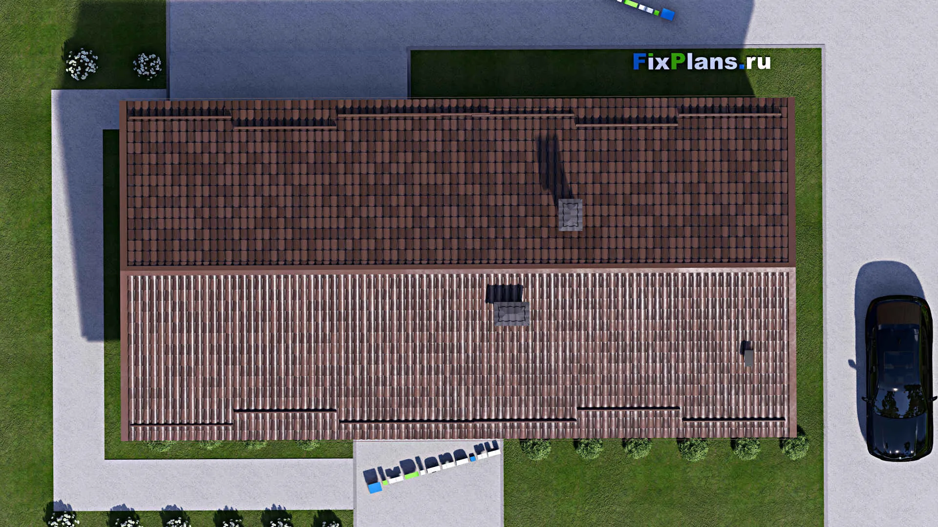 F-15002 - Проект бани 9 на 19, площадью 130 м² с комнатой отдыха, терассой и санузлом