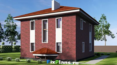 Проект двухэтажного дома 11 на 14, площадью 260 м² с цокольным этажом и 4 спальнями — фасад 2