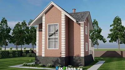 Проект дома с мансардой 10 на 11, площадью 180 м² с балконом, цокольным этажом и 4 спальнями — фасад 2