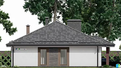 Проект одноэтажного дома 15 на 16, площадью 170 м² с 4 спальнями — фасад 4