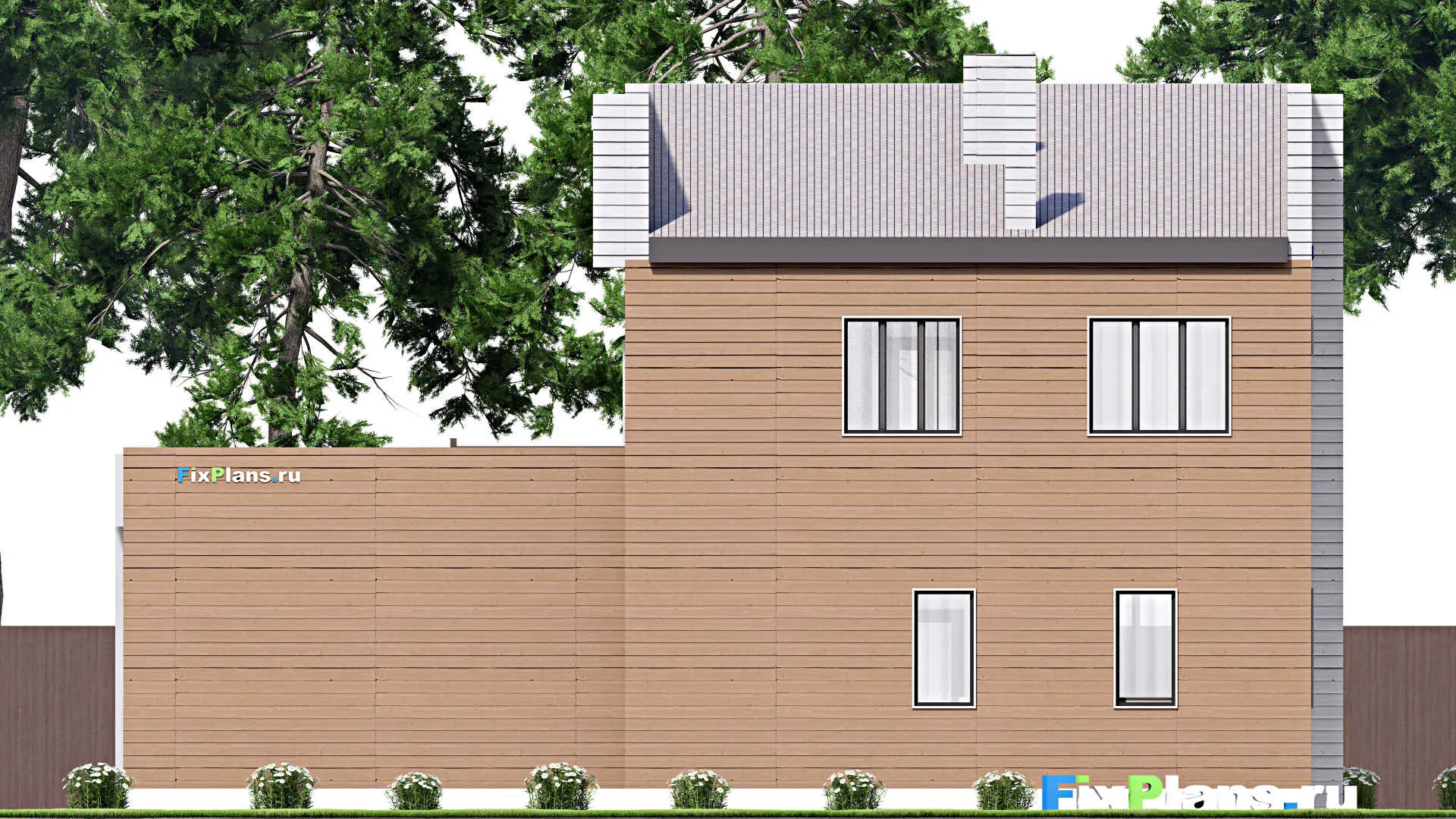 F-13463 - Проект двухэтажного дома 11 на 15, площадью 190 м² с балконом, гаражом на 2 машины и 3 спальнями