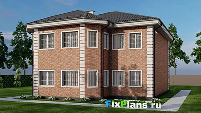 Проект двухэтажного дома 13 на 17, площадью 260 м² с 7 спальнями — фасад 2
