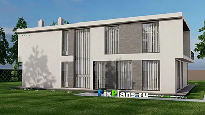 Проект двухэтажного дома 13 на 18, площадью 340 м² с балконом, спортзалом и 4 спальнями — фасад 2